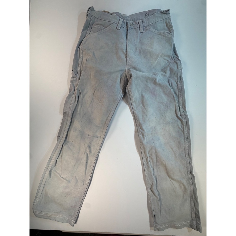 Levis Strong Carpenter Pants Mens 31x34 Light Blue Paint Splatter Workwear Denim